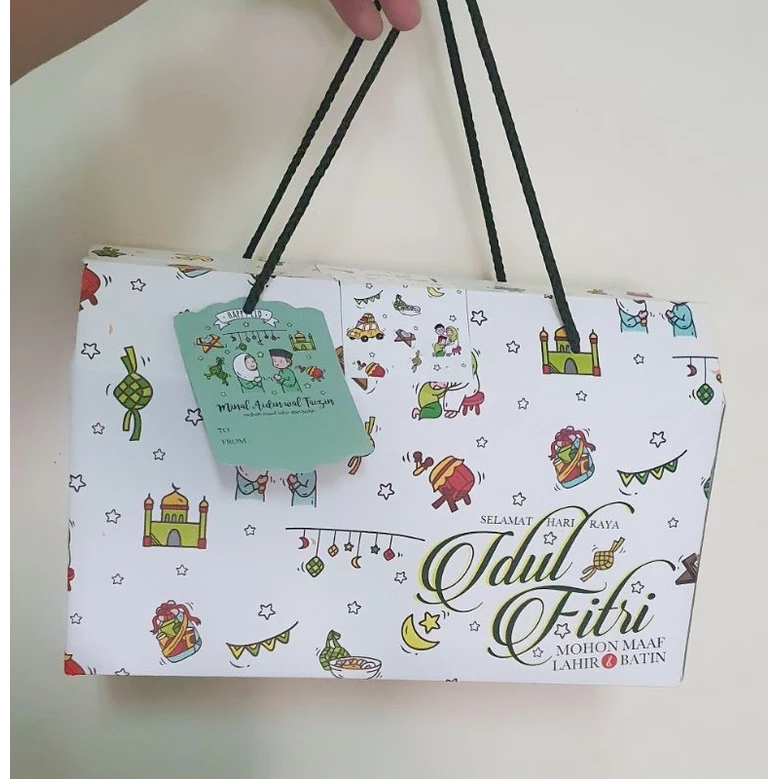 

5 pcs paperbag edisi idul fitri kemasan kue kering bingkisan hampers eid mubarak ukuran 30x15x14cm