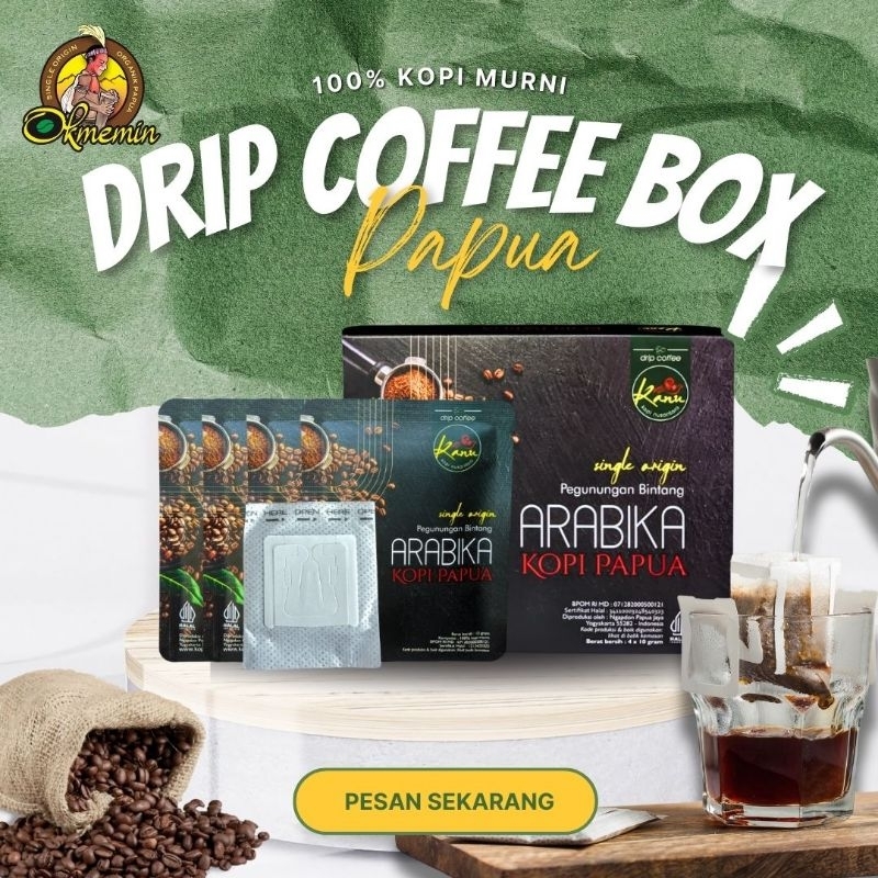 

Kopi Arabika Papua Pegunungan Bintang 100% kopi murni Drip filter isi 4 sachet x 10gr