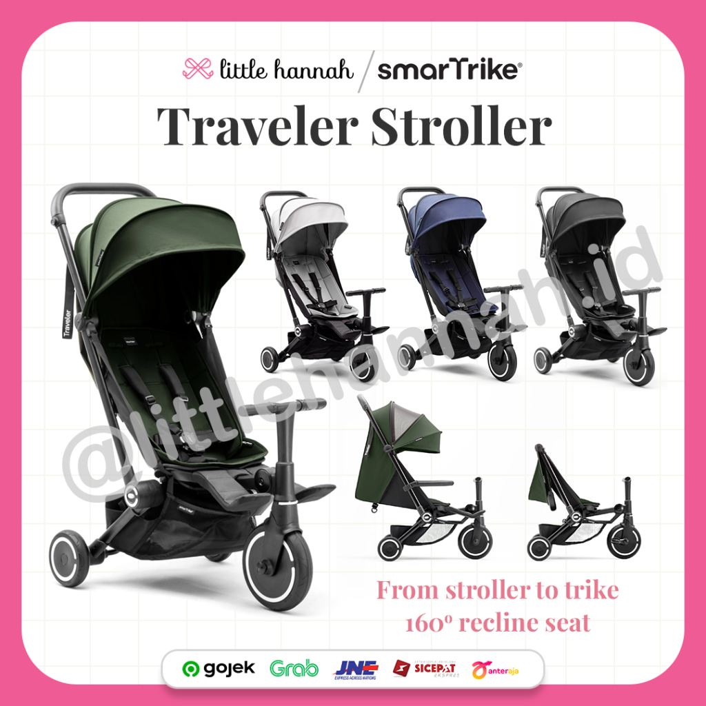 SMARTRIKE Traveler Stroller / Stroller Anak dengan Sepeda Roda Tiga / Sepeda Anak Balita Tricycle