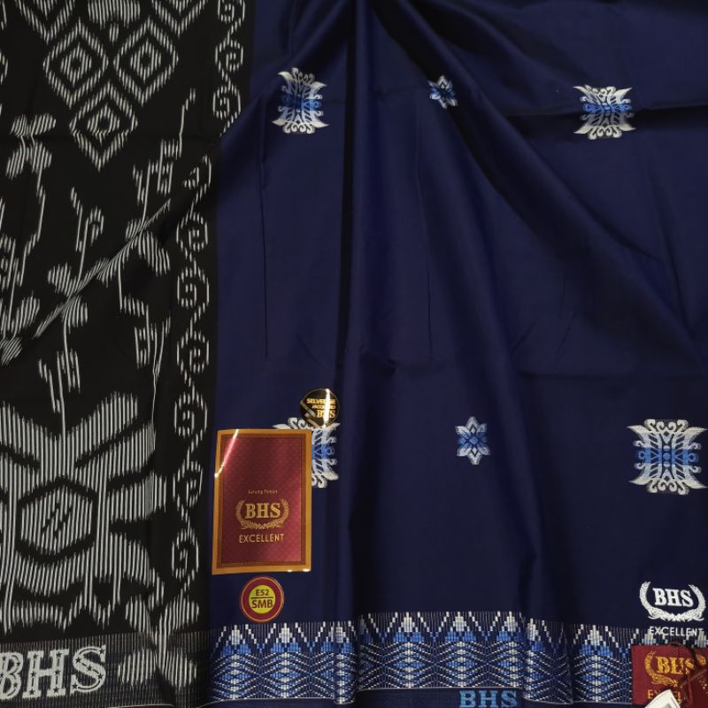 SARUNG BHS EXCELLENT GOLD E52 SMB 10 BIRU TUA SONGKET SELVEDGE JACQUARD