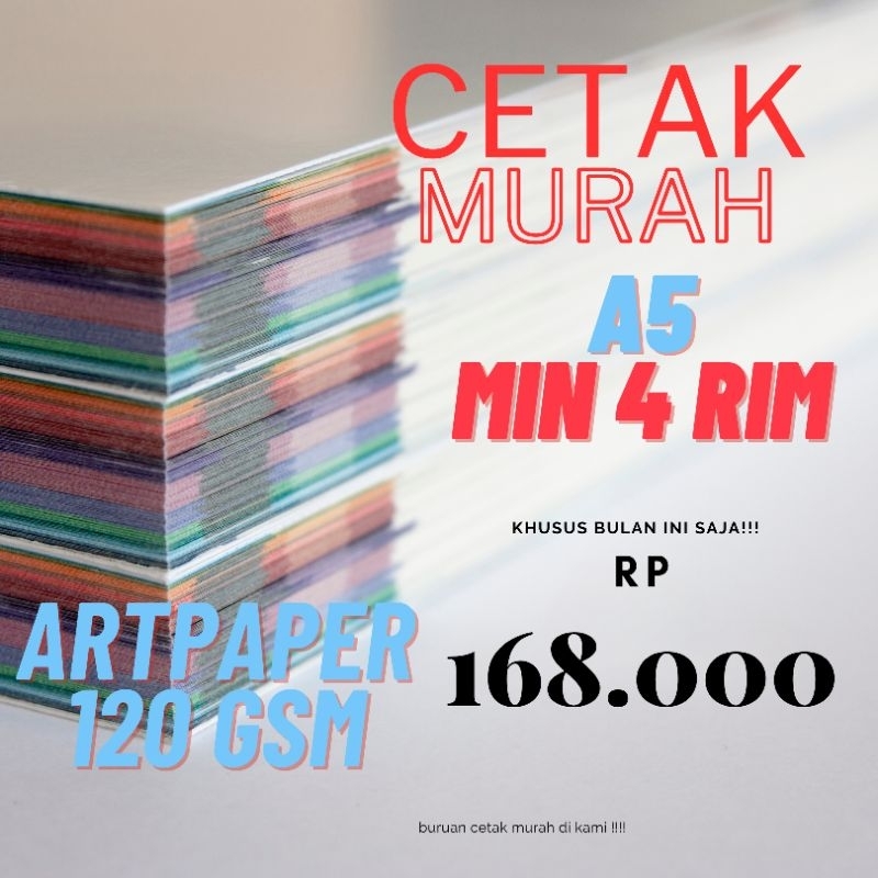 Cetak brosur  2 sisi | uk.A5 murah  | kertas 120 gsm| min 4 Rim