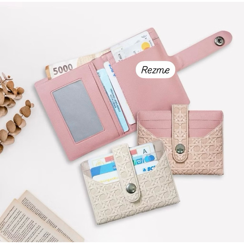 Dompet Aesthetic Anyaman Wanita/Dompet Kancing Mini