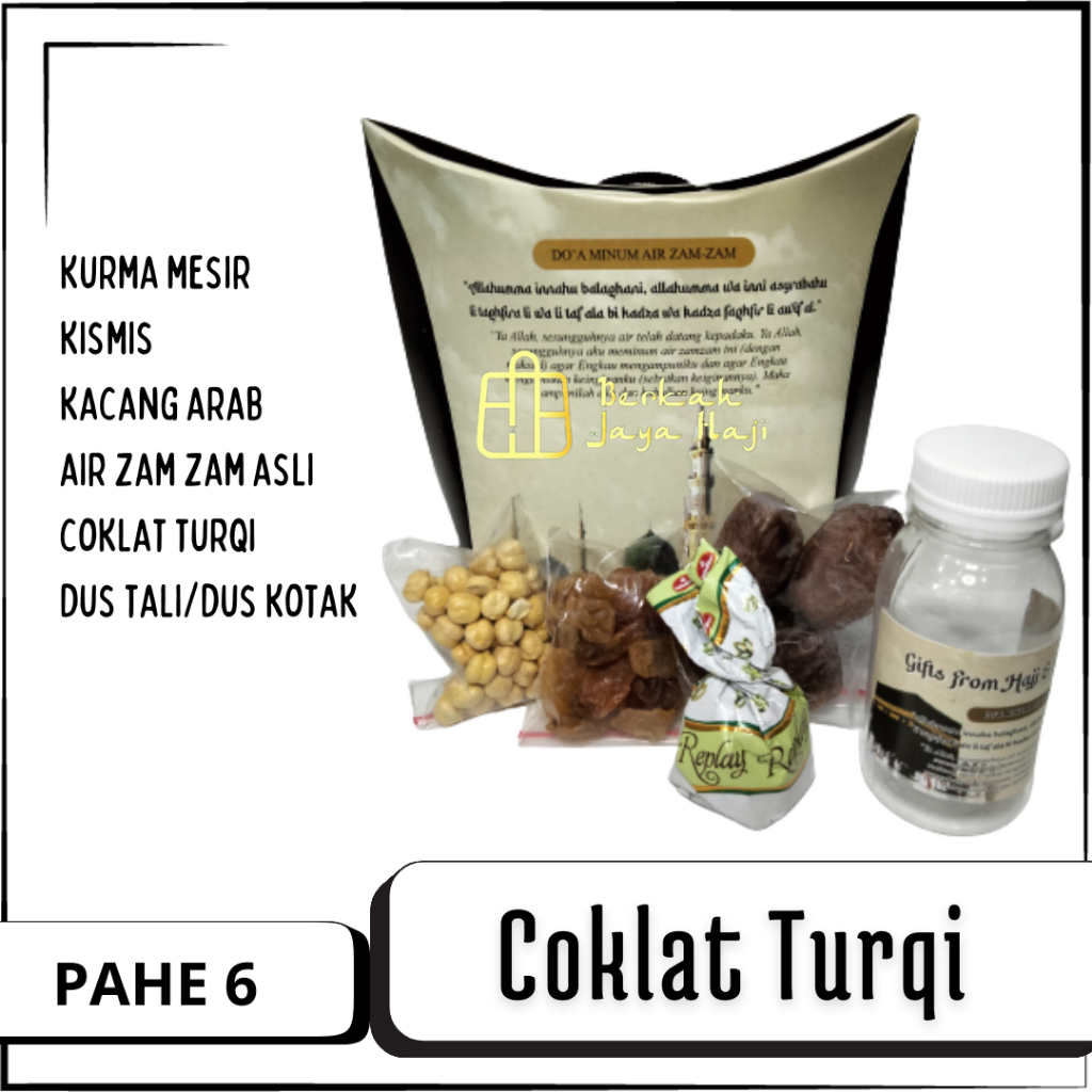 

Paket Ekonomis 25pcs Oleh-Oleh Haji dan Umroh Coklat Turki dus jinjing hampers