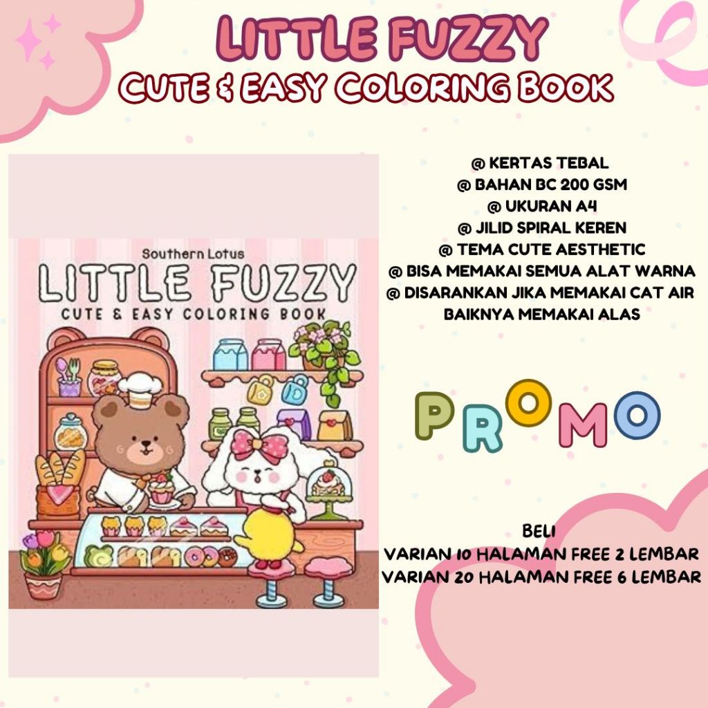 

LITTLE FUZZY Buku Gambar Mewarnai Untuk Dewasa Dan Anak Coloring Book For Creativity Relaxation