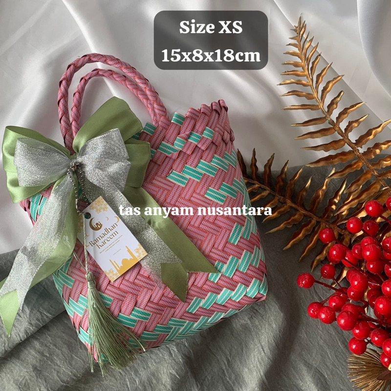 [Ecer XS] Tas Hampers Anyaman Plastik Hajatan Tahlilan Parcel Keranjang Anyam Pasar