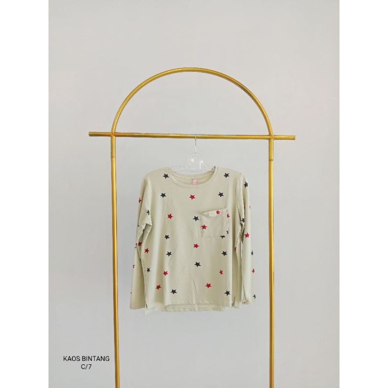 kaos wanita bintang lengan panjang banjir diskon/kaos bintang c/7