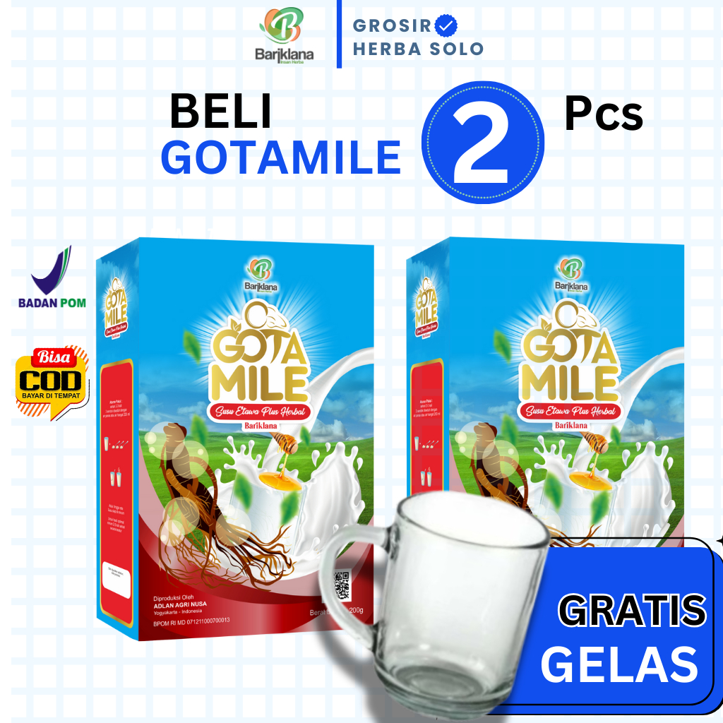 

[ PAKET 2 BOX ] [ GRATIS GELAS ] GOTAMILE Susu Etawa Plus Madu dan Ginseng | Susu Pria ROSO - ROSO | isi 200 gr