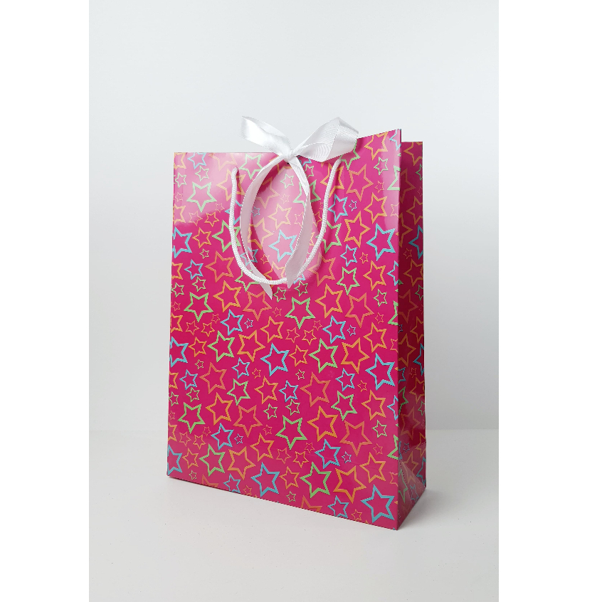 

Paperbag Gift Edition Colorful Star Pink UK 26x10x35cm