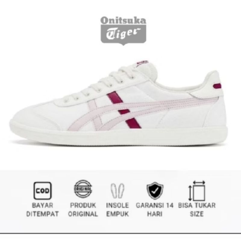 Sepatu wanita onitsuka tiger original tokuten white rose red
