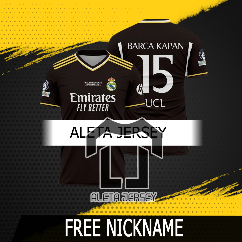 Jersey Madrid 2024 Hitam - BARCA KAPAN 15 UCL