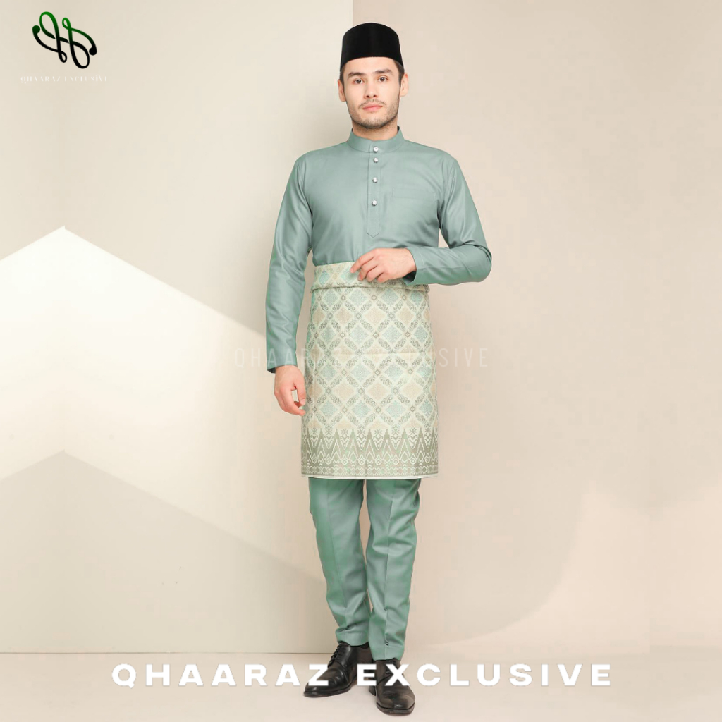 Raffan Baju Melayu Pria Setelan Koko Muslim Modern Bahan Katun Toyobo Satu Set Pakaian Kurta Cekak M