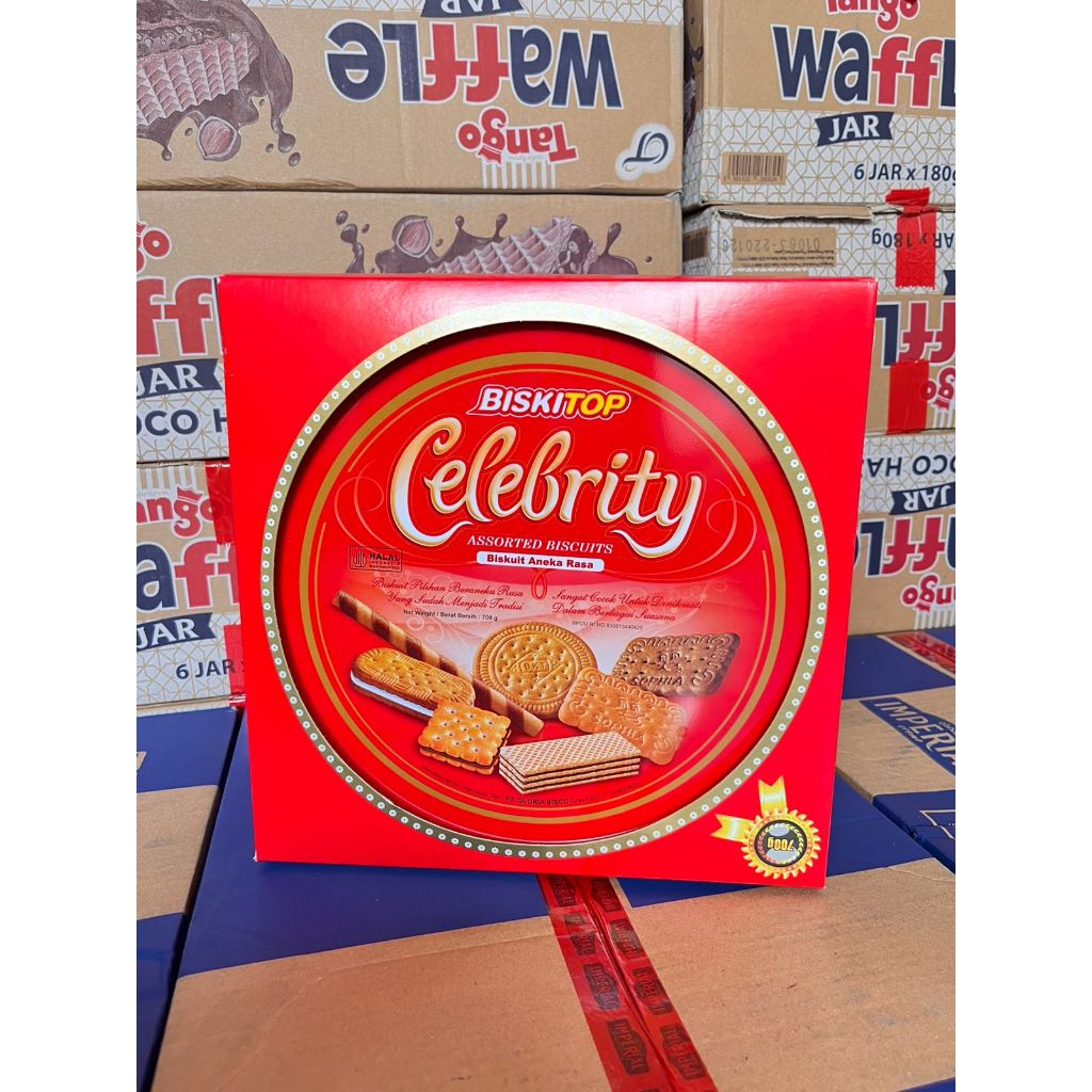 

biskitop celebrity 700 gram 1 dus isi 6 kaleng