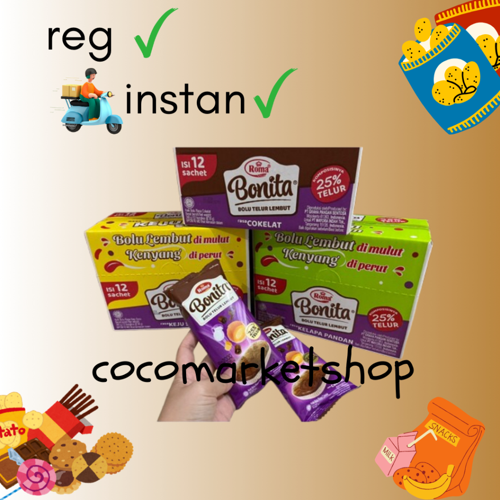 

COCOMART - (BOX) ROMA BONITA BOLU LEMBUT RASA KEJU COKELAT - 12PCS