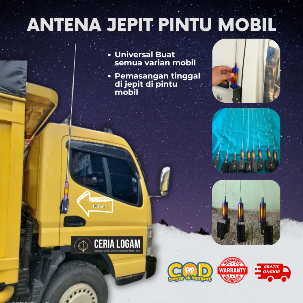 Antena Japit pintu variasi mobil, bagasi truk & mobil ukuran panjang 80cm, 100cm dan 150cm