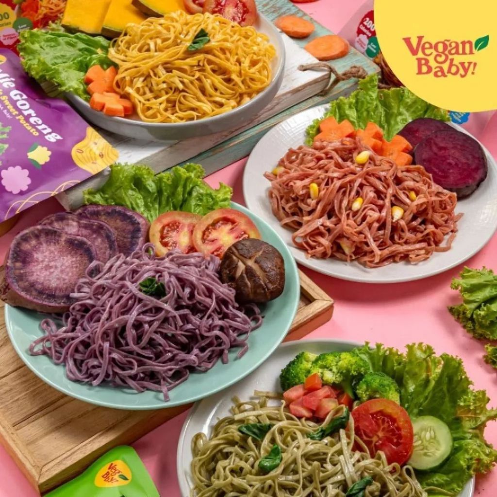 

Vegan Baby Mie Goreng Instant (Bayam Wortel Bit Ube) Veggie Noodle Sehat Rendah Kalori
