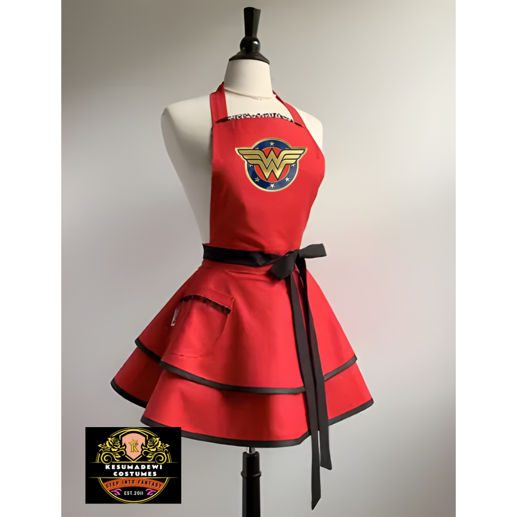 WONDERWOMAN Apronskirt Cosplay Party Pesta Halloween Kostum Premium Hitam Pria Wanita Dewasa Superhe