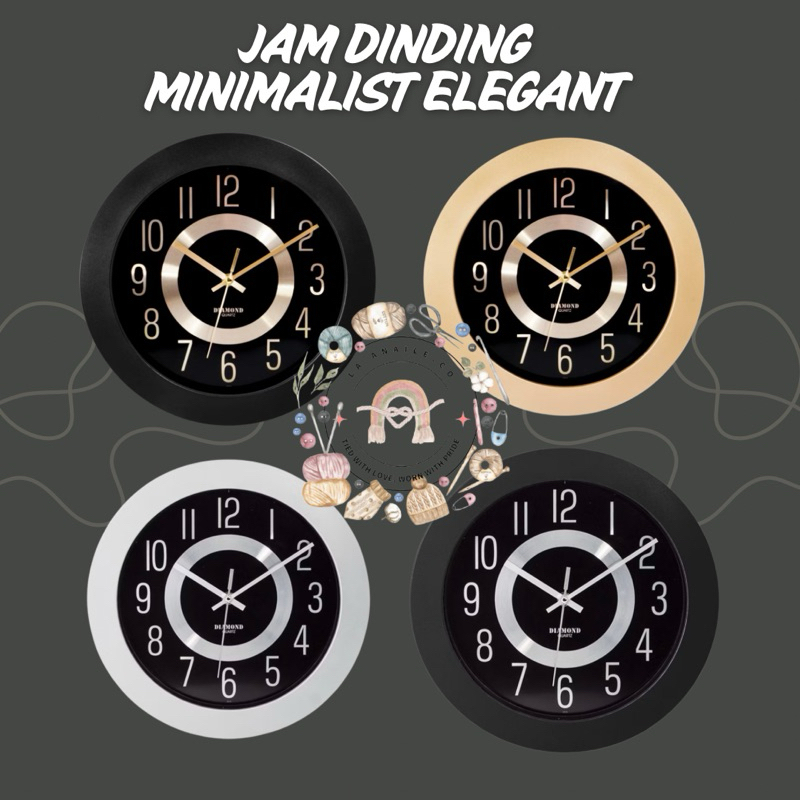JAM DINDING DIAMOND 232-8 ELEGANT MINIMALIST MESIN SWEEP