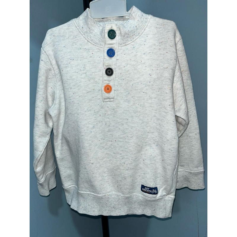 HOT BISCUITS MIKI HOUSE- Crewneck Anak/Sweater anak abu motif kecil warna warni size tag 120 (4-5 Ta