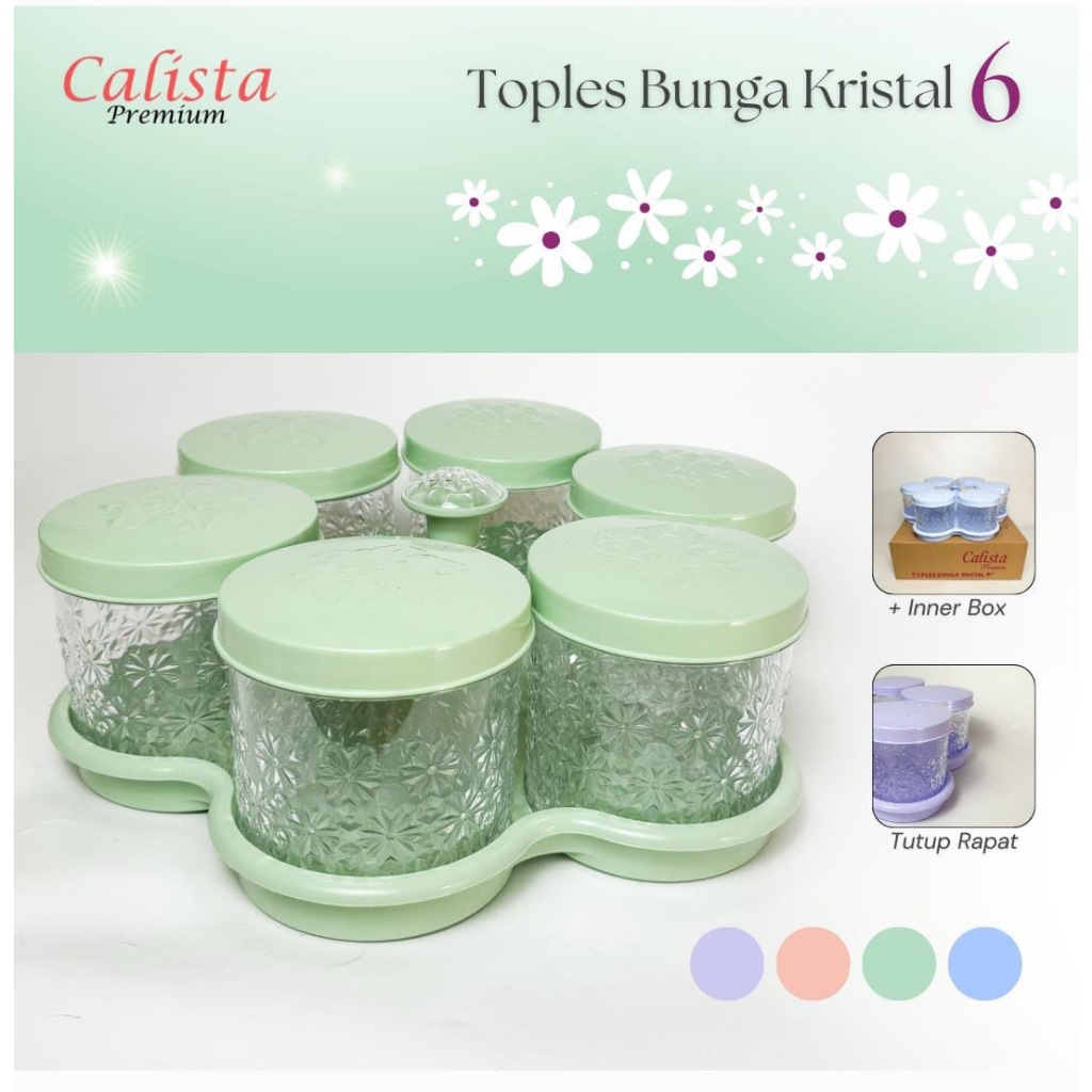 6 pcs Toples + 1pc Nampan Calista Crystal / Toples Pastel / Tonam Toples Plastik Set Diamond / Tople
