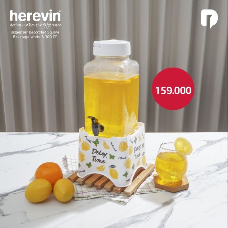 Herevin Dispenser Decorated Square Beverage White 3000 CC