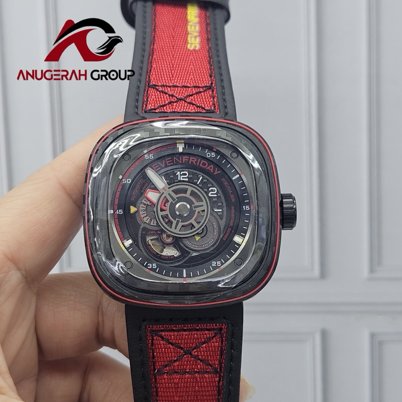 SEVENFRIDAY P3C/04 RED CARBON AUTOMATIC NFC AKTIF ORIGINAL AGM