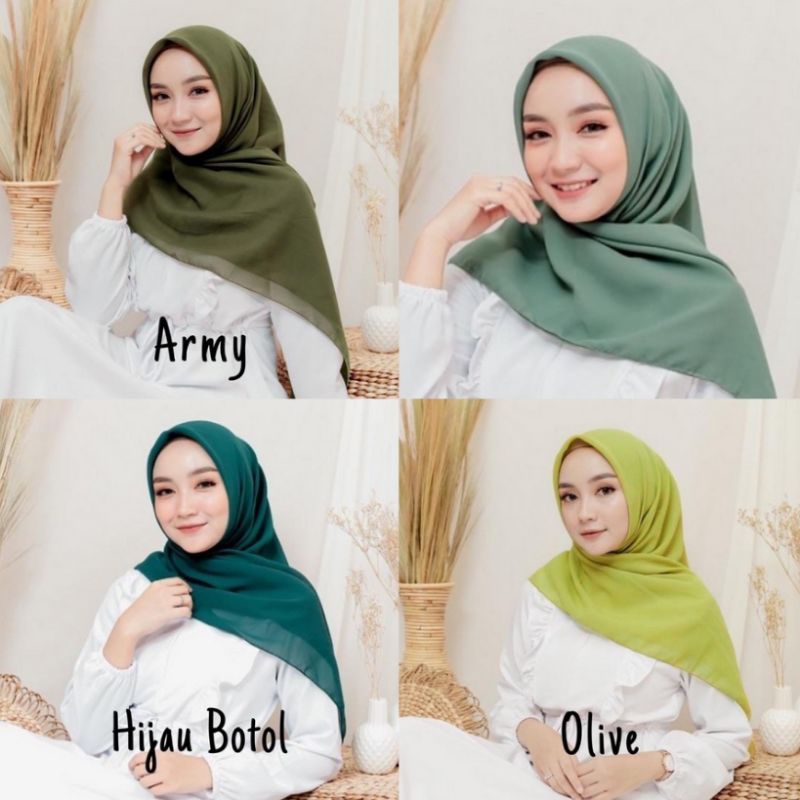 ( diolyn.id ) Hijab bella square warna ARMY GREEN SAGE HIJAU BOTOL OLIVE | Jilbab segiempat segi emp