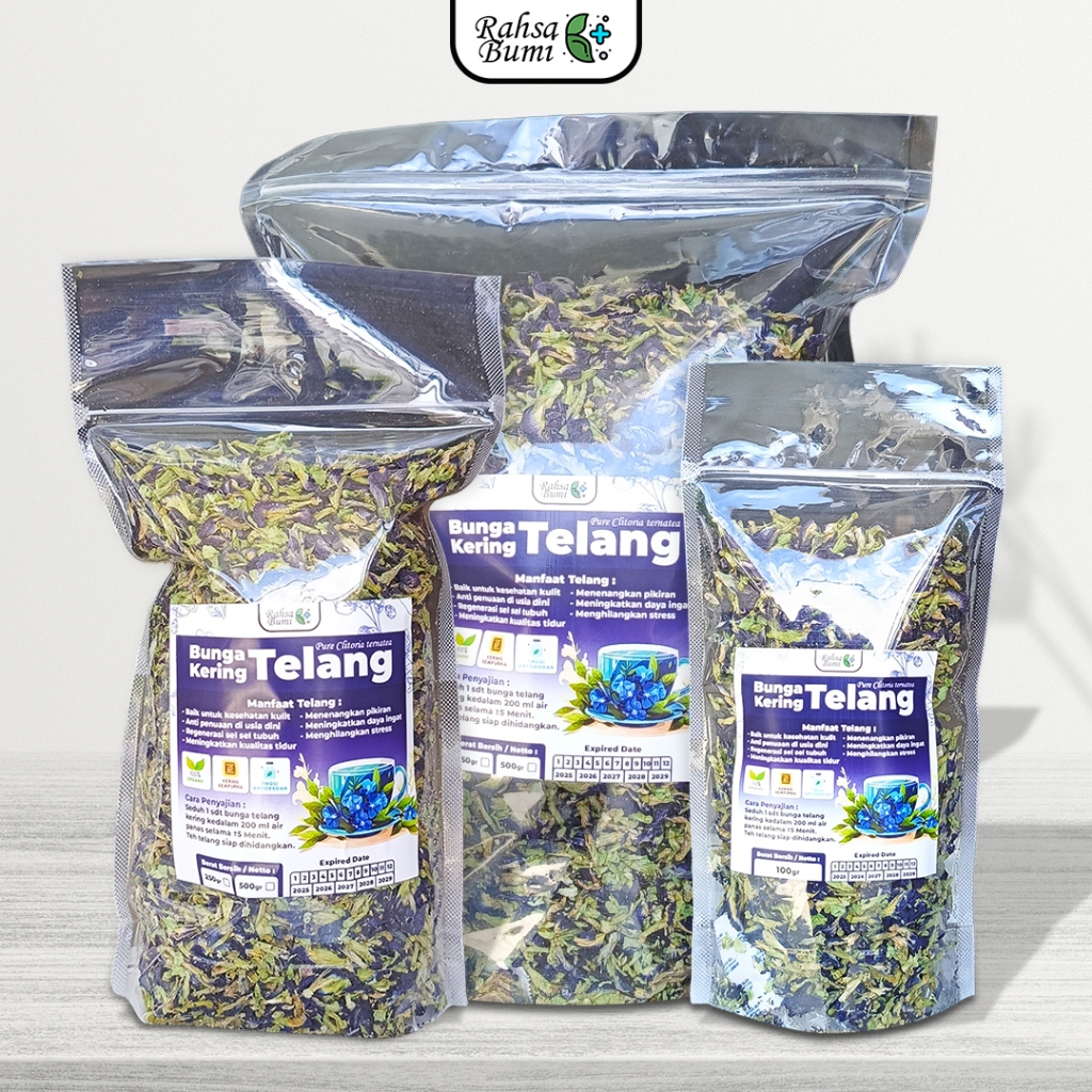 

Bunga Telang Kering Organik Premium 250/500gr - Minuman Teh Herbal Telang Biru Detox Tubuh Rahsa Bumi