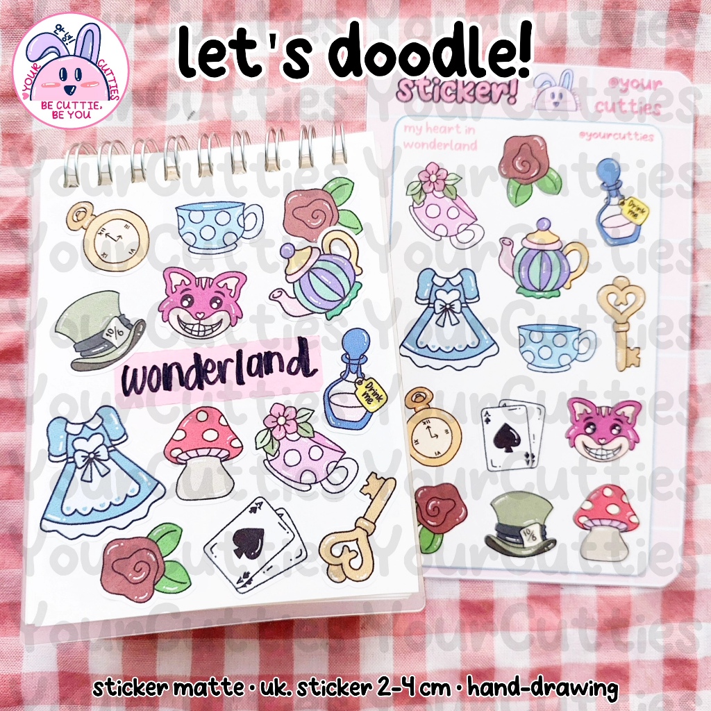 

[SHEET] STIKER WONDERLAND ALICE COTTAGE FAIRY DREAMLAND DOODLE JURNAL BUJO PLANNER LUCU MURAH