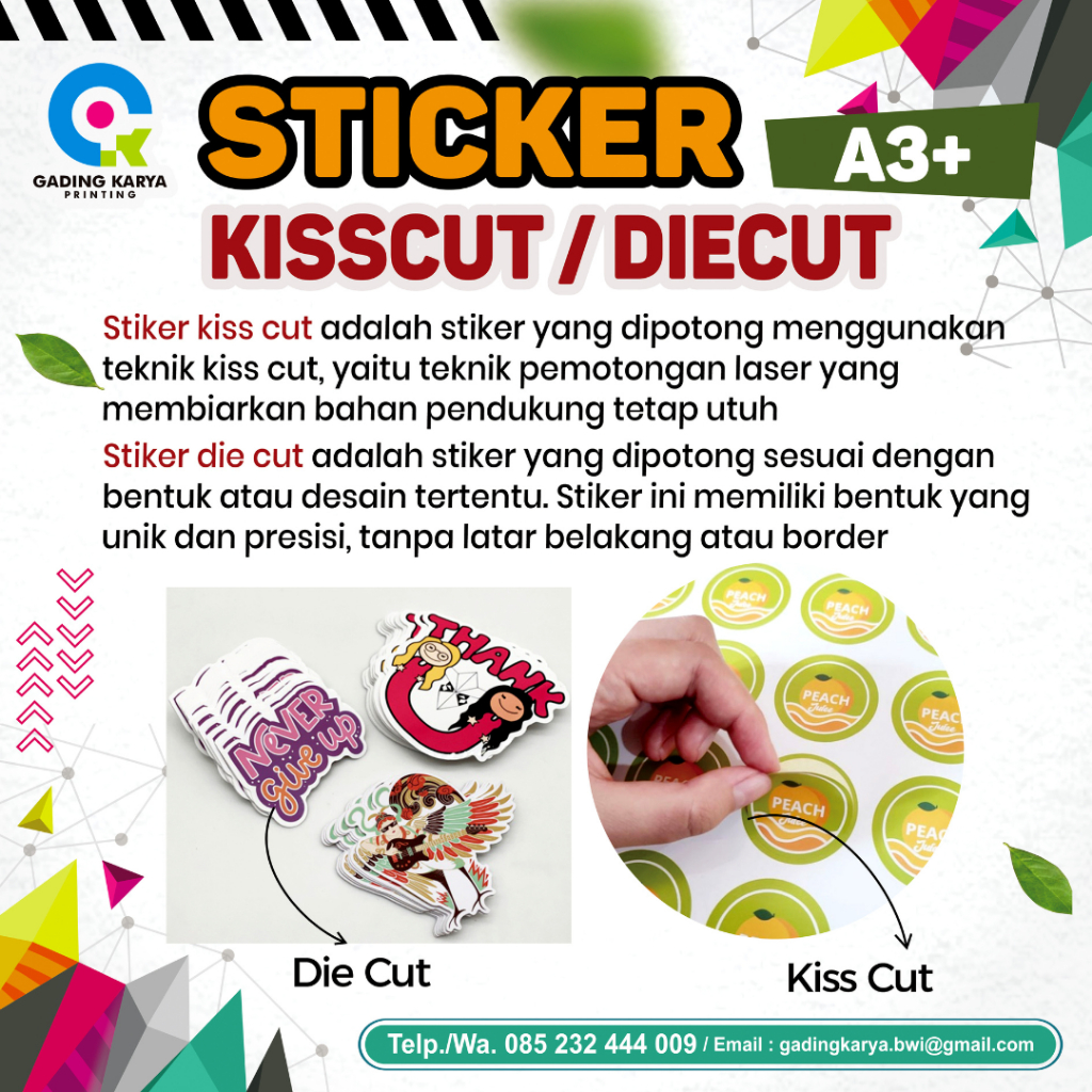 

CETAK STIKER A3+ BISA CUSTOM FREE DESIGN MURAH SEHARI JADI TANPA PO