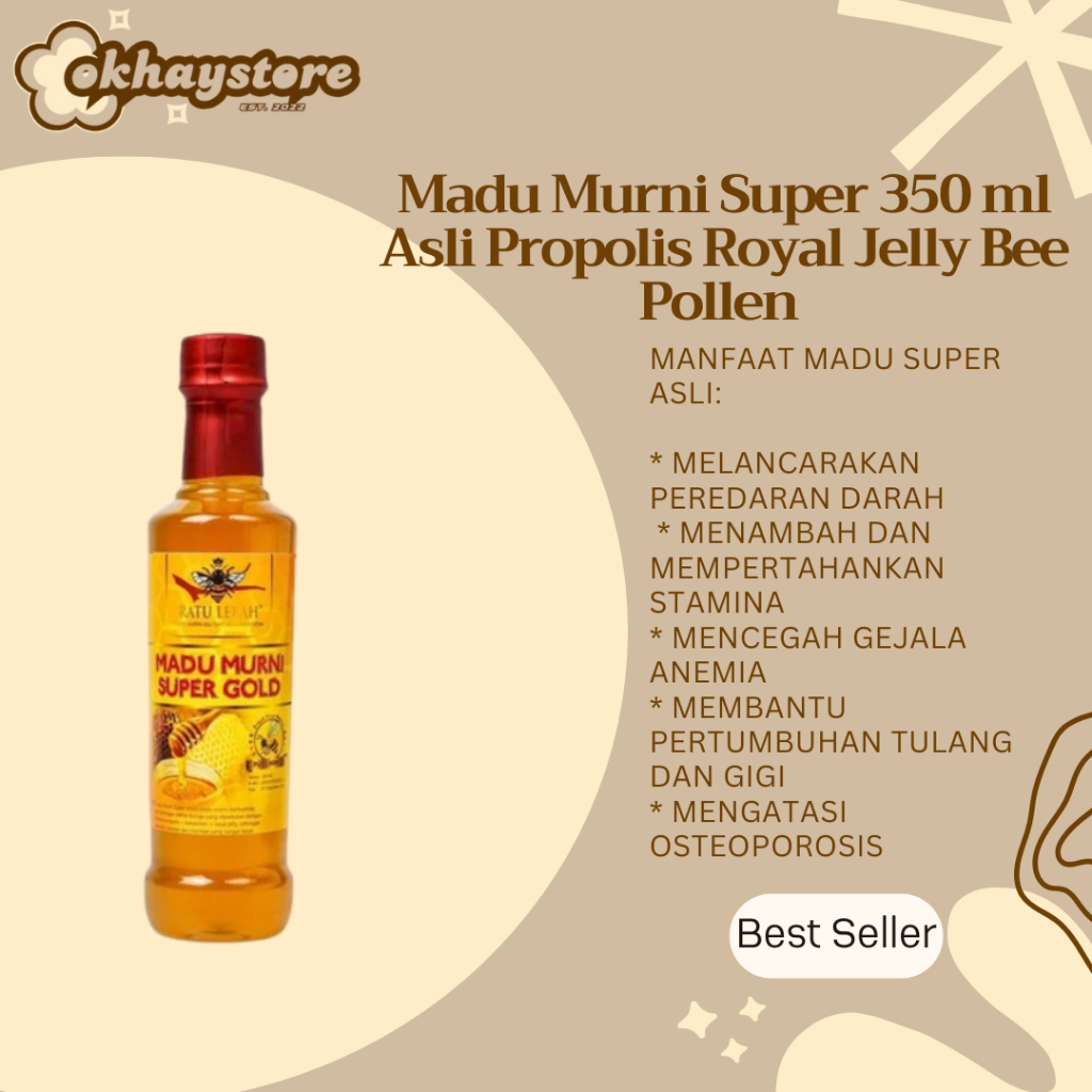 

Madu Murni Super 350 ml Asli Propolis Royal Jelly Bee Pollen Penyubur Kuat Tahan Lama Ratu Lebah