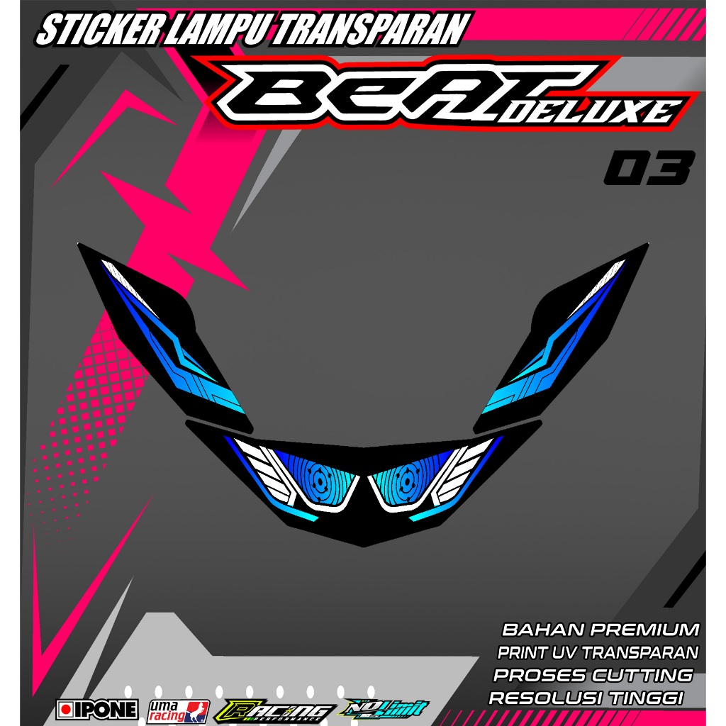 KODE 03 STICKER ALIS LAMPU MOTOR BEAT DELUXE 2020-2023 - STICKER ALIS LAMPU DEPAN MOTOR BEAT DELUXE
