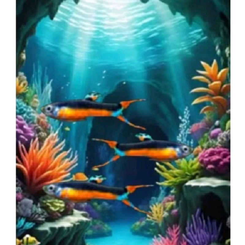 hiasan akuarium paket 3 pasang Guppy endler santa maria