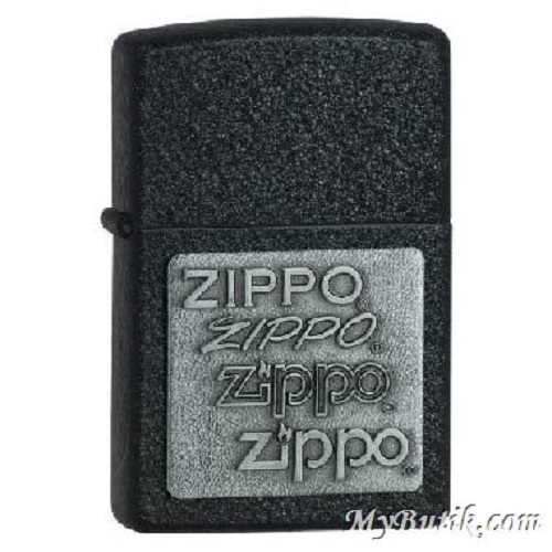 Zippo Pewter Emblem Black Crackle 363