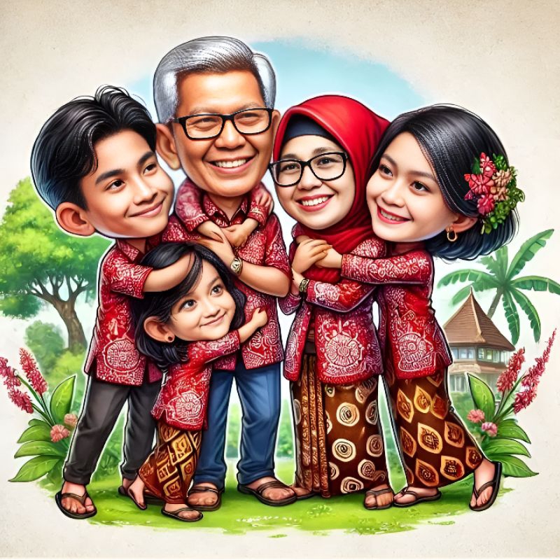 Jasa Edit Foto Wajah Karikatur l keluarga, Teman