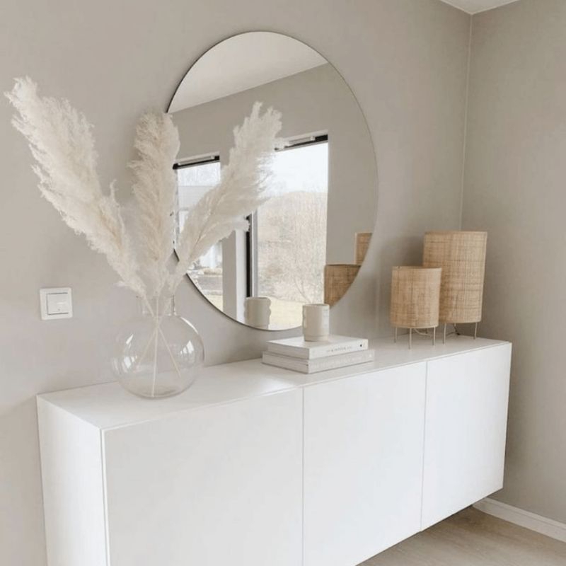 cermin bulat dinding cermin dinding aestetic free packing kayu