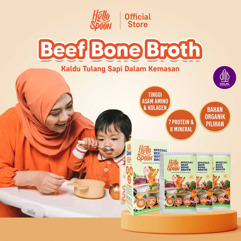 

Hello Spoon - Beef Bone Broth - 600ml - Penambah Nafsu makan, Kaldu Tulang Sapi, Alami 100% Non MSG