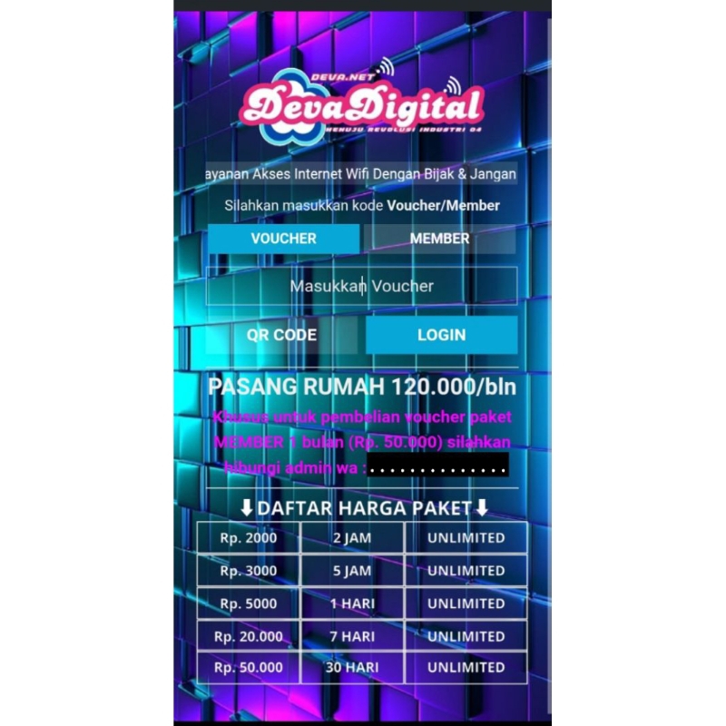 Login Page Hotspot Voucheran keren bisa di edit sesuka hati