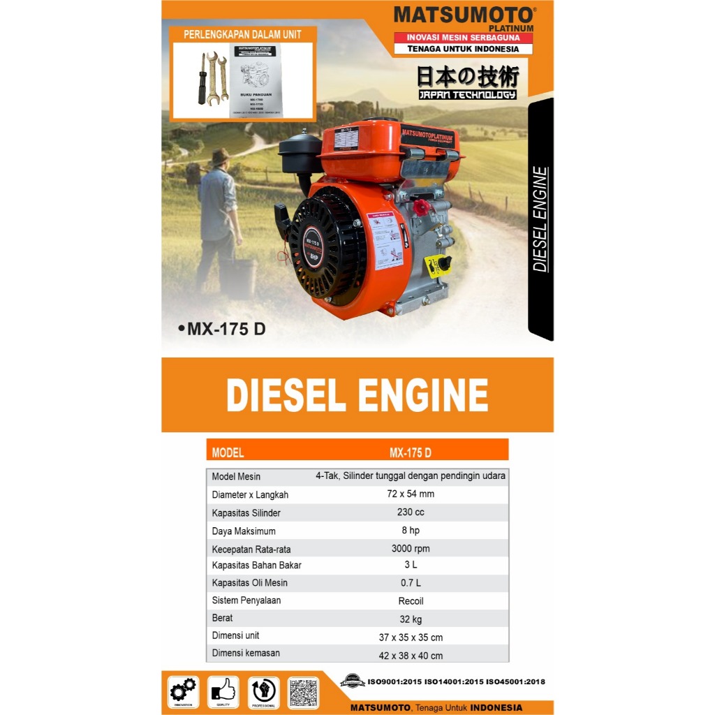 Engine Diesel Solar Matsumoto 8hp MX 175 D