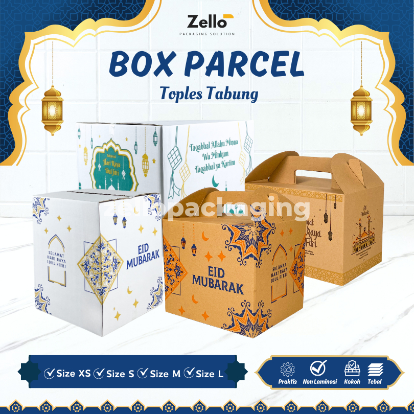 

Box Parcel Kardus Lebaran Kotak Kemasan Sembako Marjan Toples Kue Kering Dus Hampres Idul Fitri