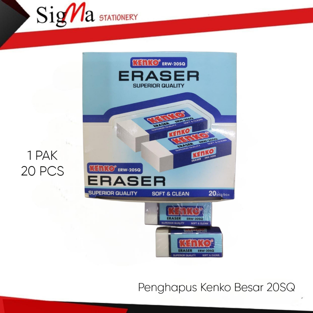 

Penghapus Besar / Penghapus Pensil Besar / Penghapus Kenko Besar ERW-20SQ [ 1PAK 20PCS]