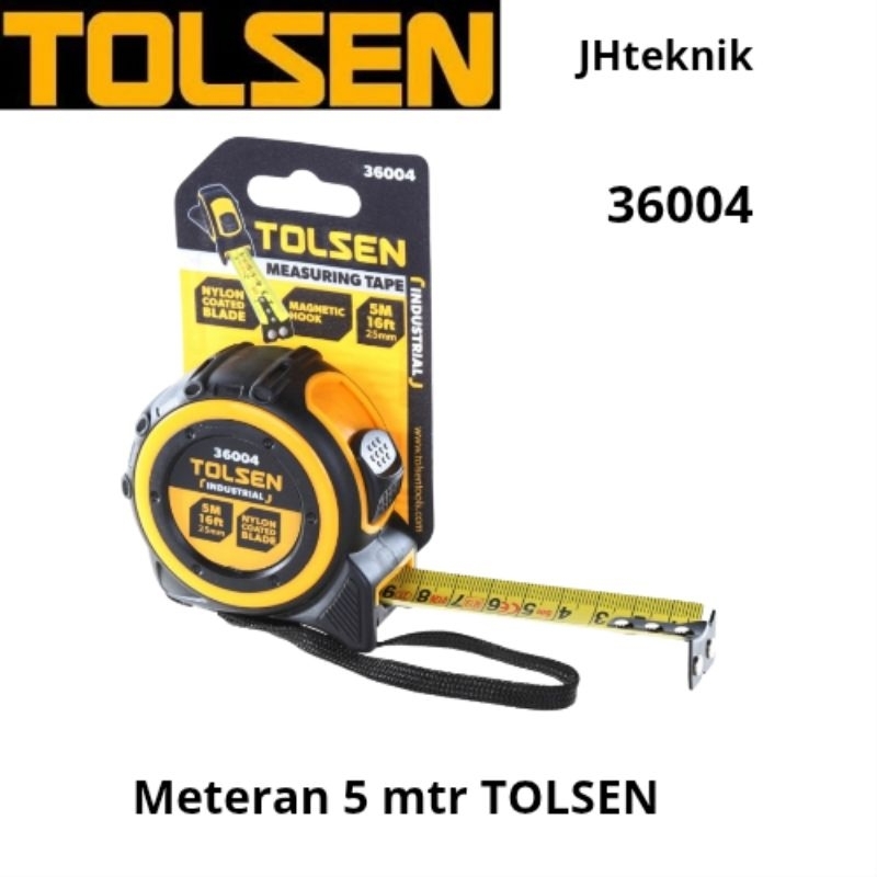 JHTeknik Meteran 5 mtr TOLSEN 36004/Meteran Rol Karet 5 Meter TOLSEN 100% ORIGINAL Dan Kwalitas Bagu
