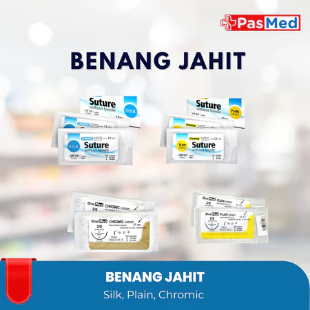 PASMED | ONEMED - Catgut + Jarum / Catgut Tanpa Jarum Onemed / Silk / Plain / Chromic