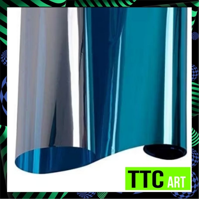 Stiker kaca film silver-blue/stiker kaca film one way warna/blue-silver