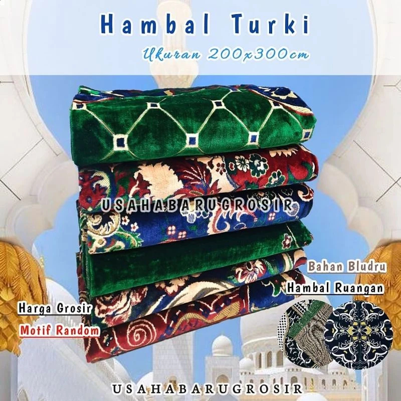 Hambal / Karpet Turkiye Turki Bahan Beludru Seperti Sajadah Ukuran 200 x 300 Cm