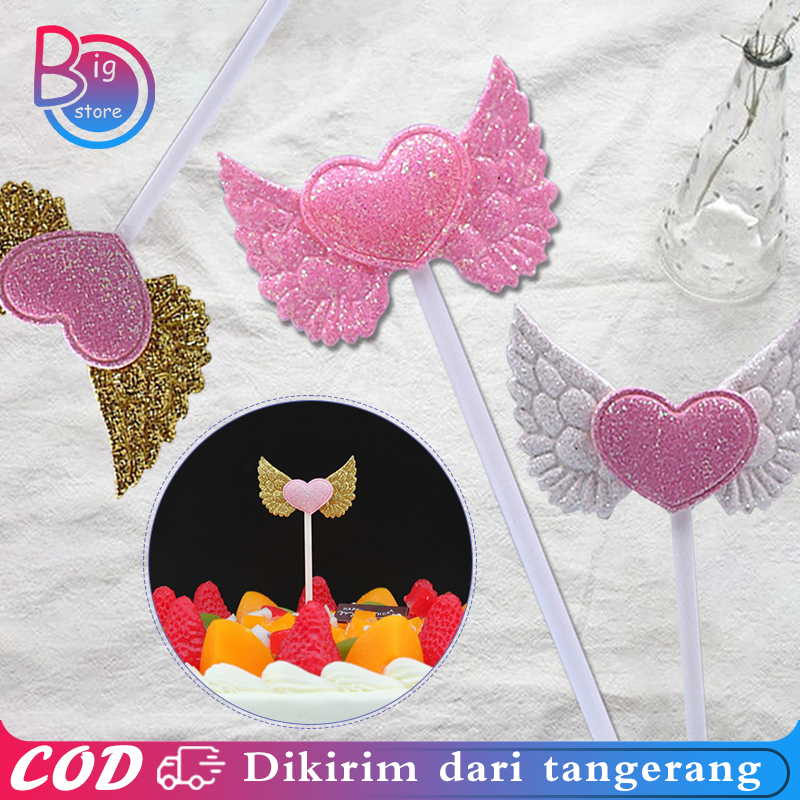 20pcs Cake Dekorasi Sayap Malaikat Glitter Cake Topper Sayap Angel Topper Cupcake Cake Decoration