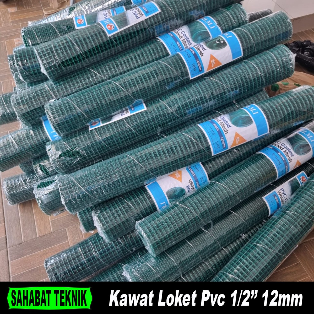 Kawat Loket Pvc 1/2'' 12mm 1 roll / Kawat Ram Ayakan / Kawat Kandang Ayam 1 Gulung