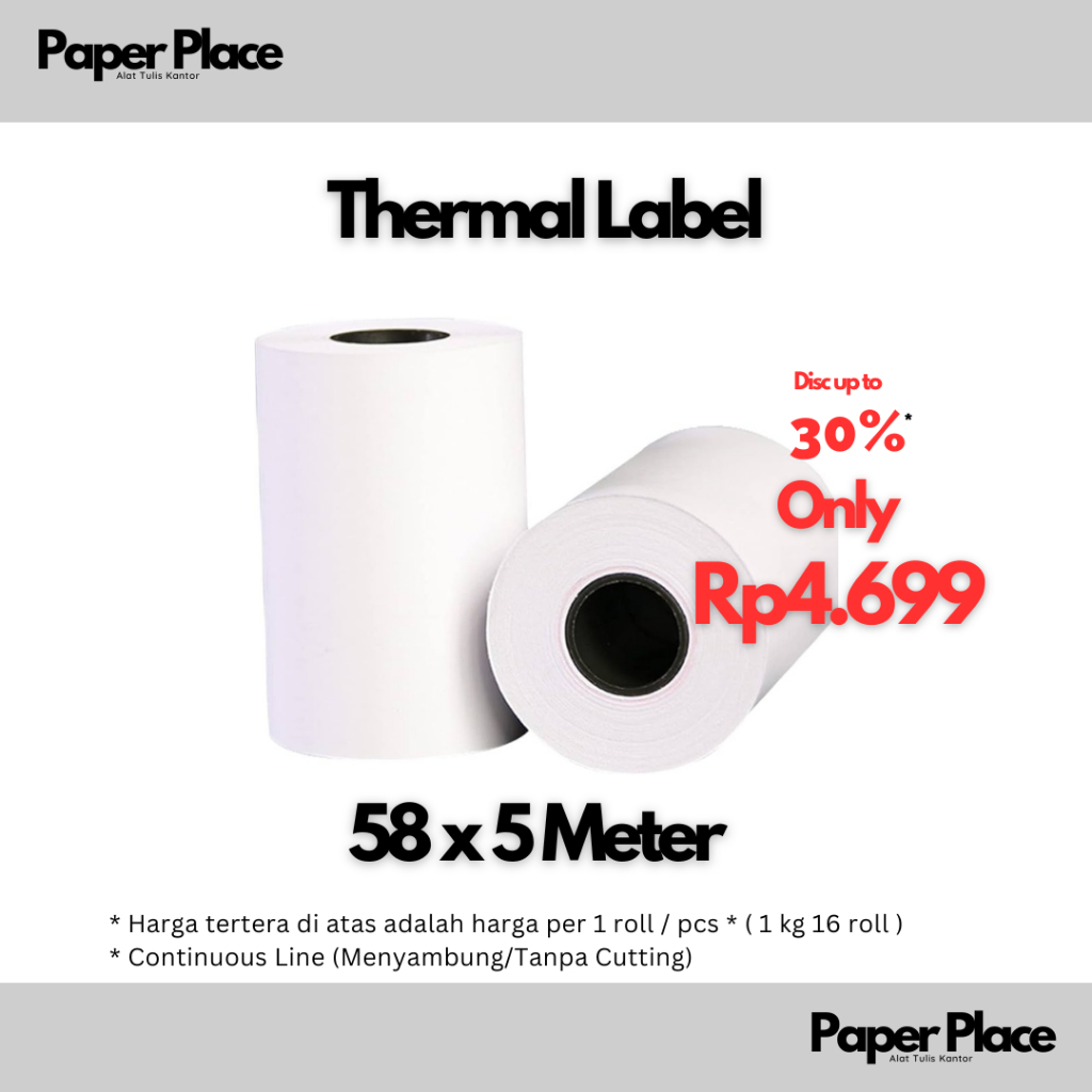 

Label Thermal 58x5 m - Label Direct Sticker Stiker Thermal 58 x 5 58mm x 5 m