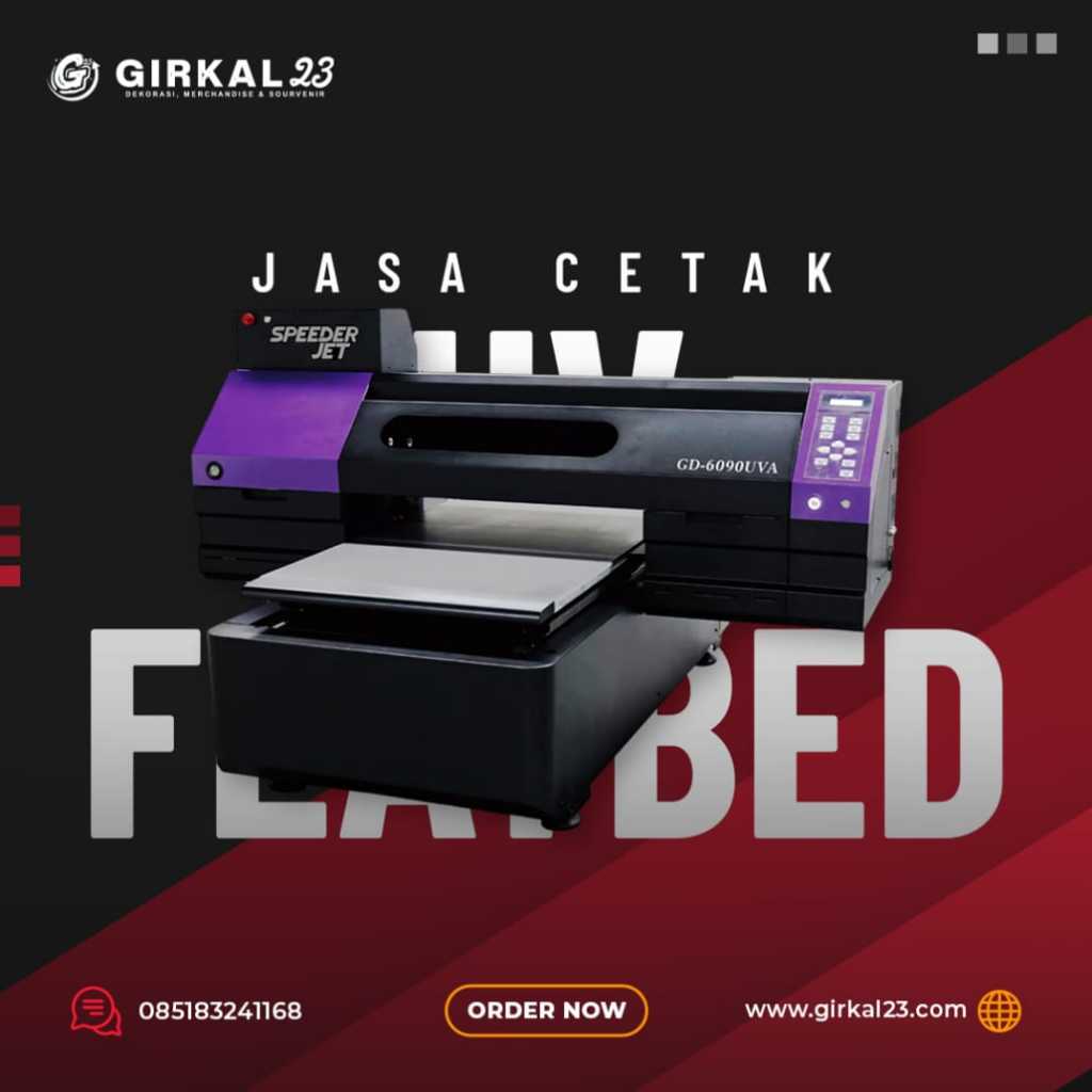 Jasa Cetak UV Flatbed Print UV Akrilik / Kaca / Kayu / Logam / Plastik