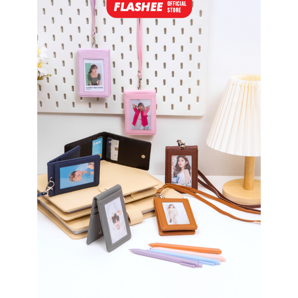

Flashee Lanyard ID Card Holder Harper Lanyard Name Tag Kulit Dua Sisi Bolak Balik Mika Kancing