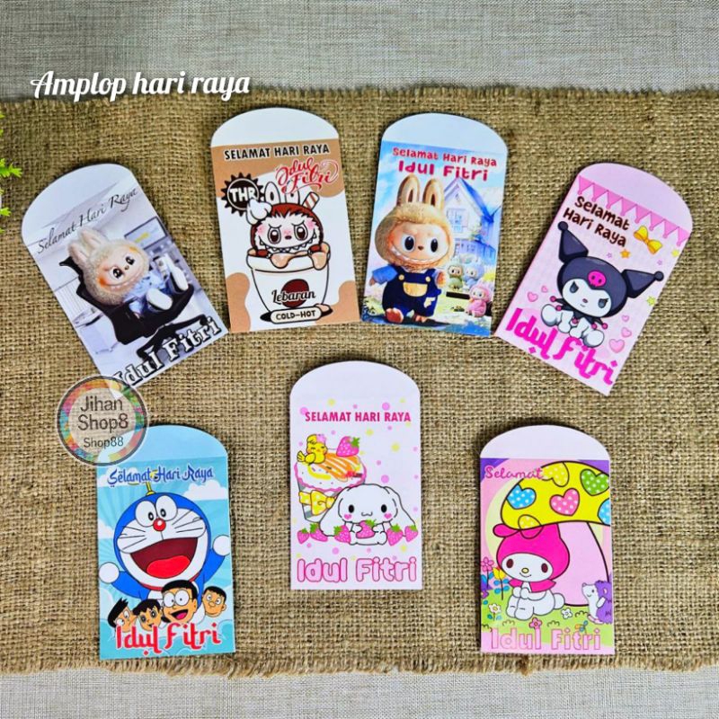 

100 lembar Amplop lebaran idul fitri oval pnc karakter ukuran medium
